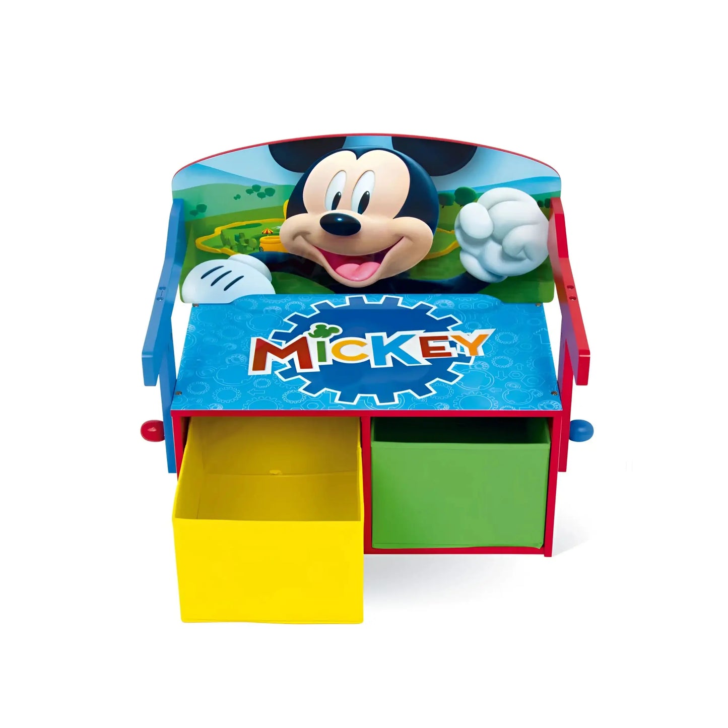 3 en 1 Banco para juguetes de madera convertible escritorio con dos cestas almacenamiento Mikcey Disney - Pupitre