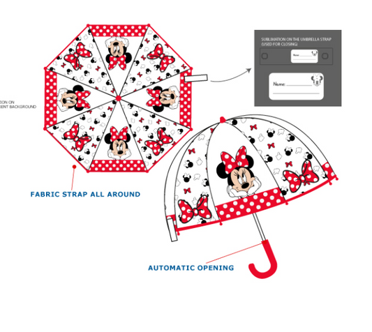 Paraguas de Minnie Mouse rojo campana automático