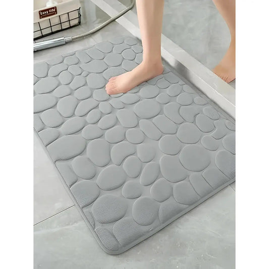 Alfombra de baño antideslizante efecto piedra gris (50x80cm)