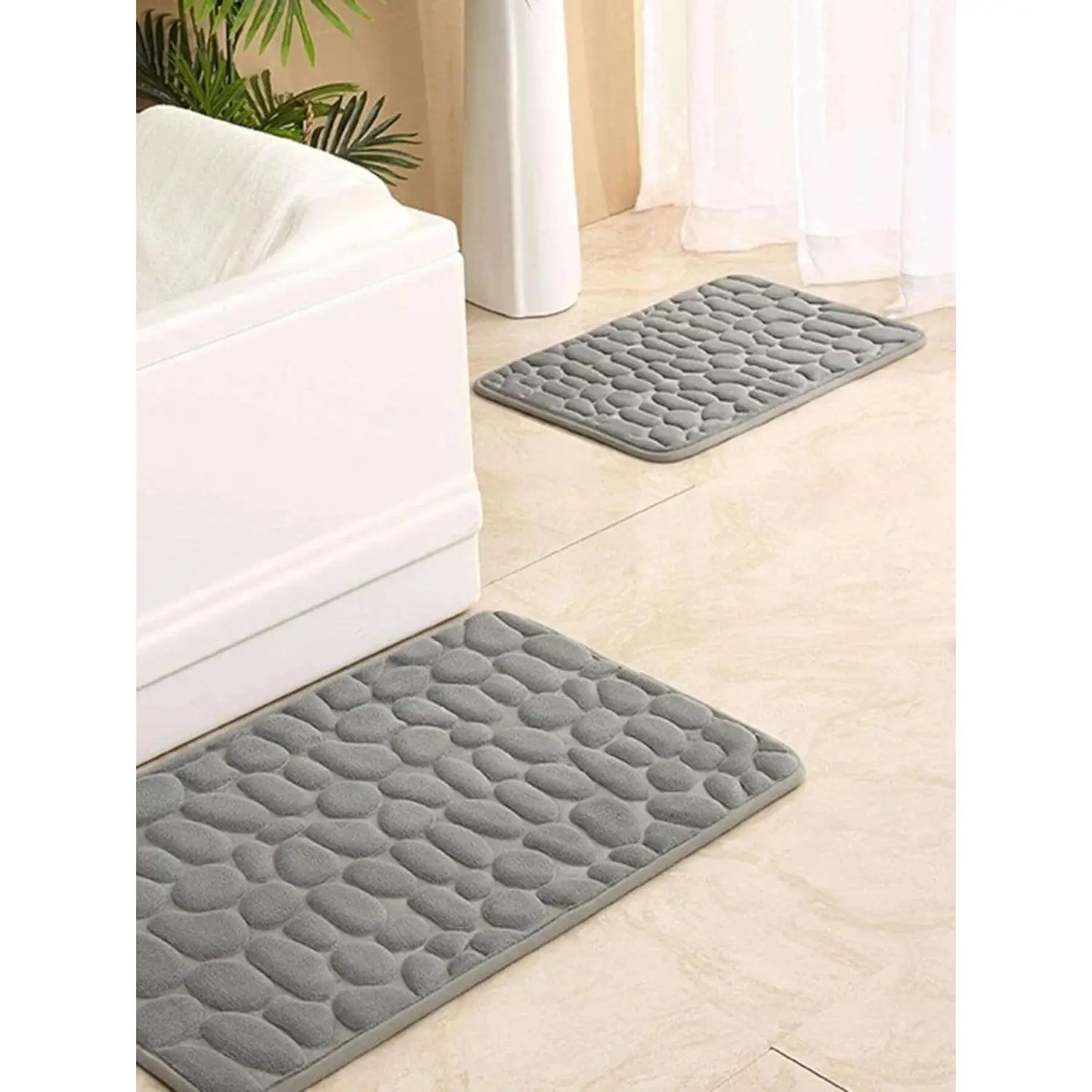 Alfombra de baño antideslizante efecto piedra gris (50x80cm)