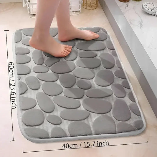 Alfombra de baño antideslizante efecto piedra gris (40x60cm)