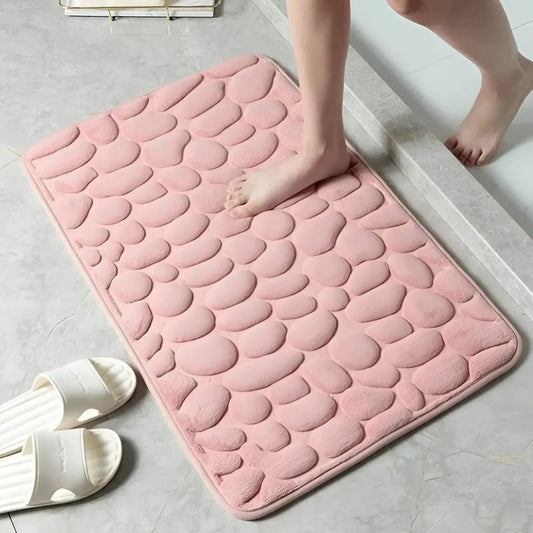 Alfombra de baño antideslizante efecto piedra rosa (40x60cm)