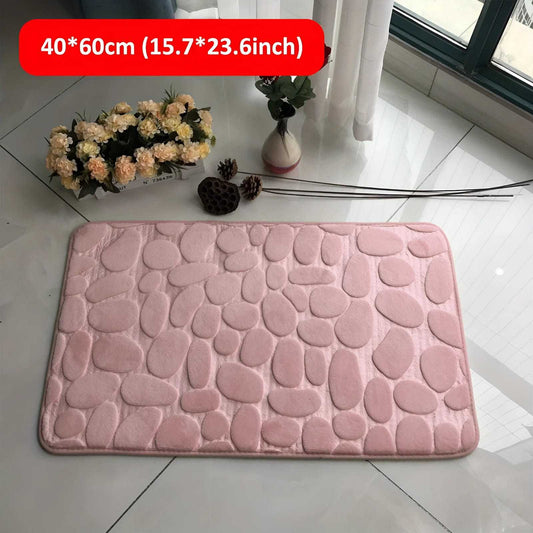 Alfombra de baño antideslizante efecto piedra rosa 40x60cm
