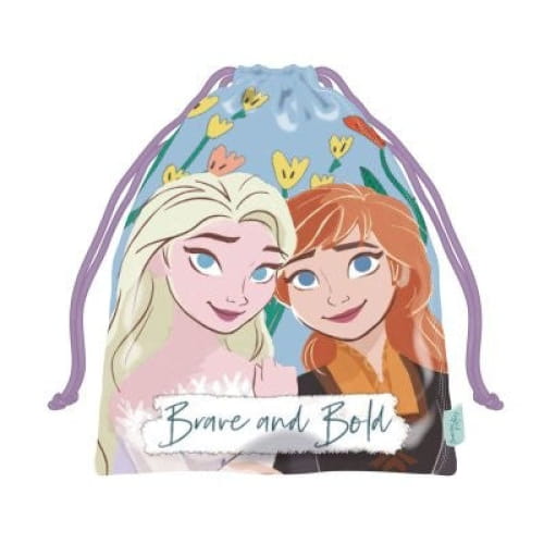 Bolsa almuerzo o merienda Frozen Anna y Elsa Disney ’Brave and bold’ 26x22cm saco de cuerdas