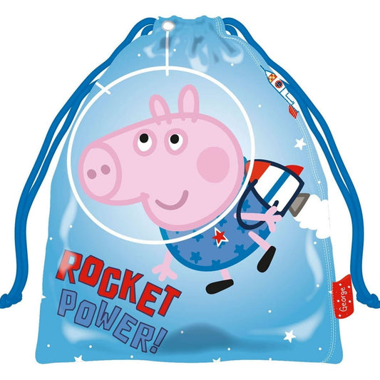 Bolsa almuerzo o merienda Peppa George Pig 26x22cm saco de cuerdas