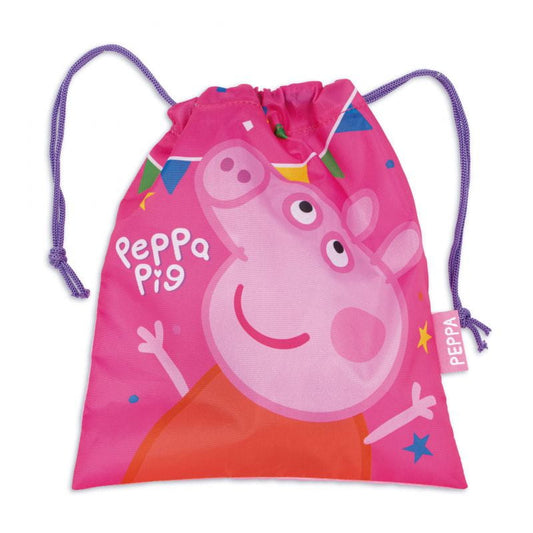 Bolsa almuerzo o merienda Peppa Pig 26x22cm saco de cuerdas