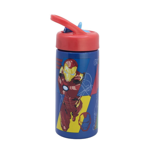 Botella de agua deportiva con pajita y asa Marvel Avengers 410ml