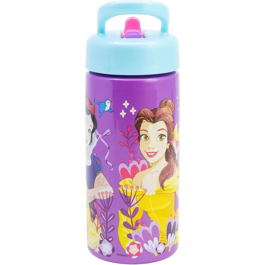 Botella de agua deportiva con pajita y asa princesas DISNEY 410ml