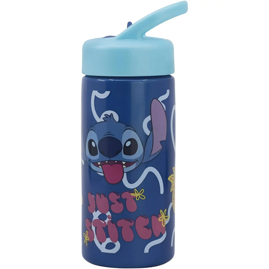 Botella de agua deportiva con pajita y asa Stitch 410ml