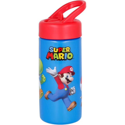 Botella de agua deportiva con pajita y asa Super Mario 410ml