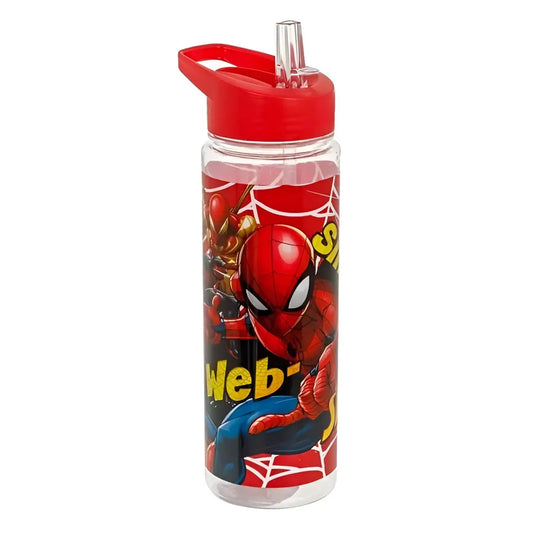 Botella de agua Spiderman Transparente con pajita 700ml