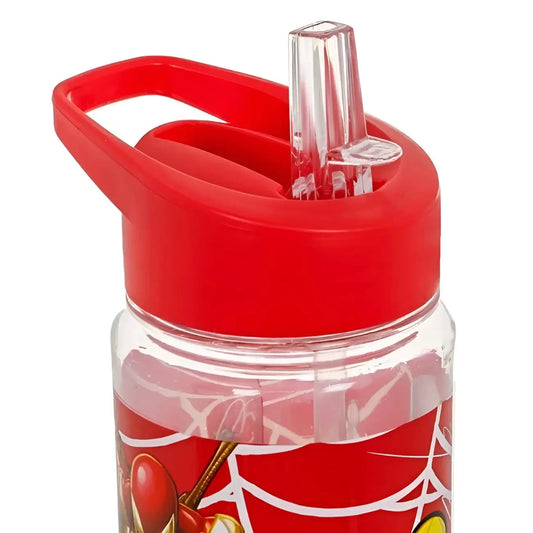 Botella de agua Spiderman Transparente con pajita 700ml