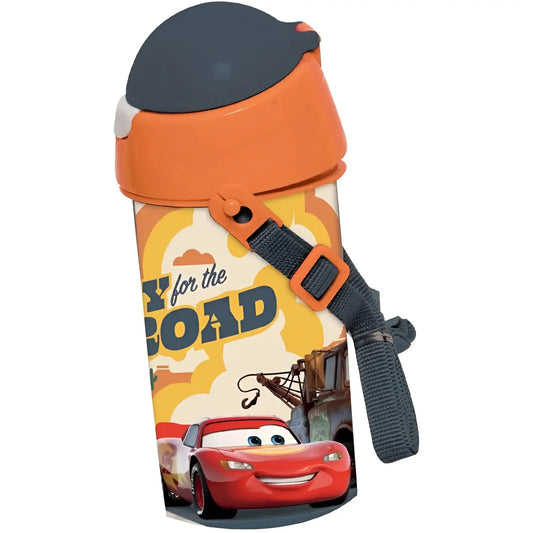 Botella Cantimplora de agua infantil Cars 500ml | para niños con correa