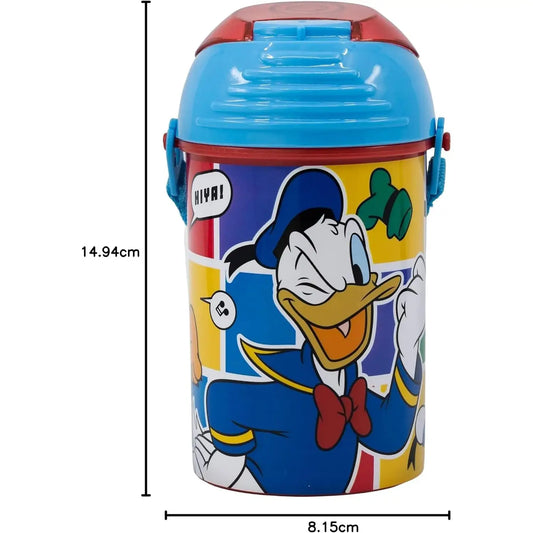 Botella Cantimplora de agua infantil Mickey 450ml| para niños con correa y pajita