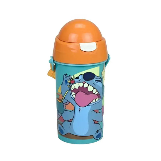 Botella Cantimplora de agua infantil Stitch 500ml | para niños con correa