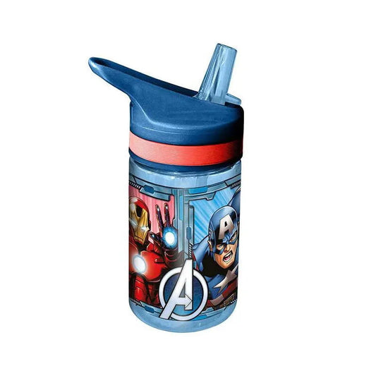 Botella cantimplora Marvel Avengers 400ml con pajita- Ideal para el Cole y Parque