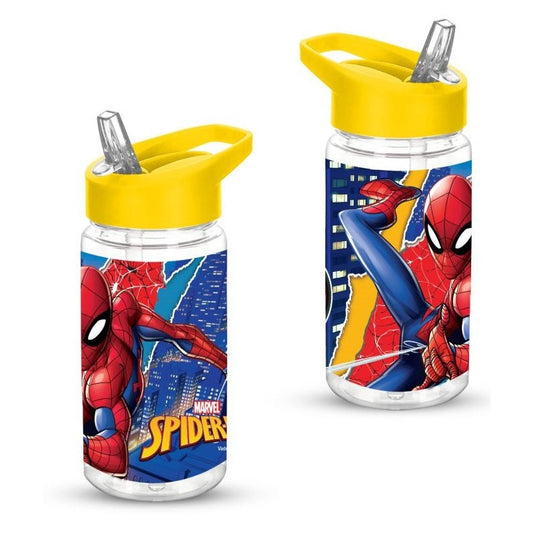 Botella con pajita Spiderman Marvel de plástico 450ml