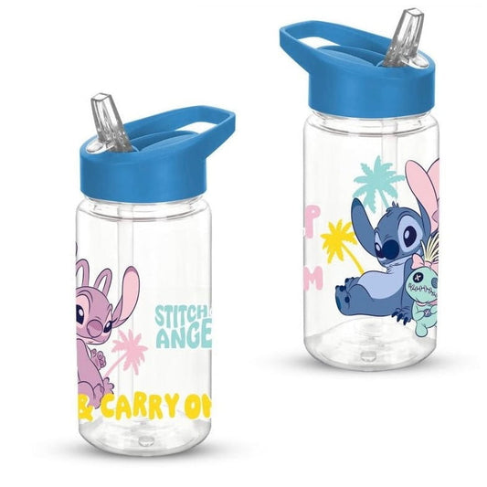 Botella con pajita Stitch Disney de plástico 450ml