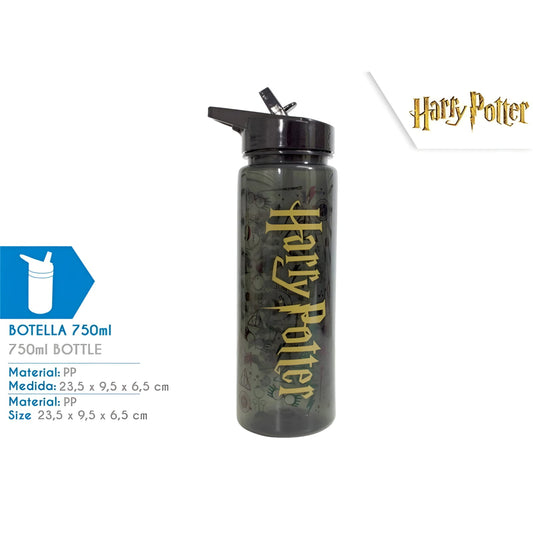 Botella plástico HARRY POTTER 750ml logo y pajita