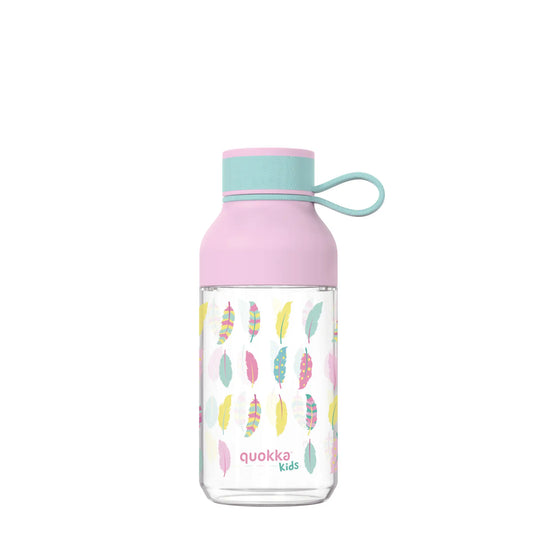 Botella plástico QUOKKA ICE KIDS FEATHERS con colgador 430ML