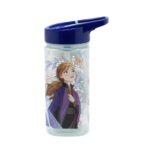 Botella square 510ml Frozen Anna y Elsa con pajita