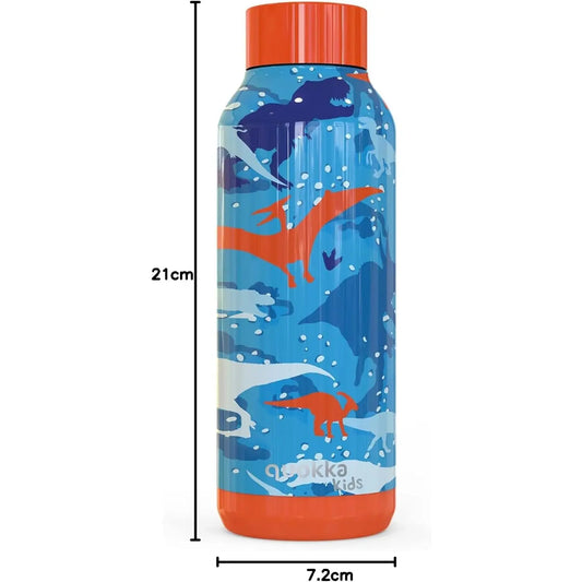 Botella térmica Quokka Kids Dinosaurios 510ml mantiene frío y calor para todo tipo de bebidas niños infantil acero