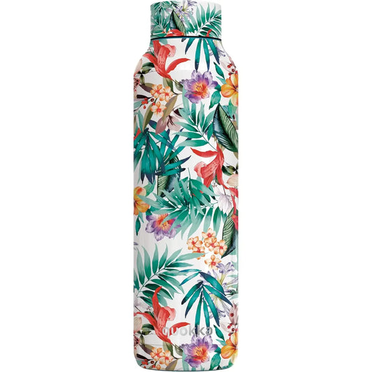 Botella térmica Quokka Solid Orchid garden 630ml mantiene frío y calor para todo tipo de bebidas niños adultos acero