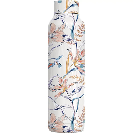 Botella térmica Quokka Solid Vintage Floral 630ml mantiene frío y calor para todo tipo de bebidas niños adultos acero