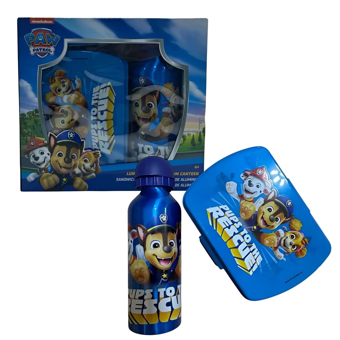 Set de cantimplora aluminio 500ml + Sandwichera Patrulla Canina - Botella