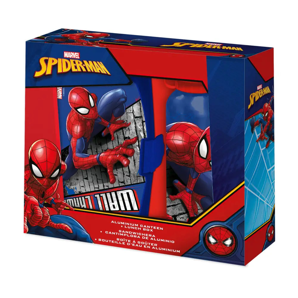 Cantimplora aluminio 500ml + Sandwichera Spiderman Set Botella