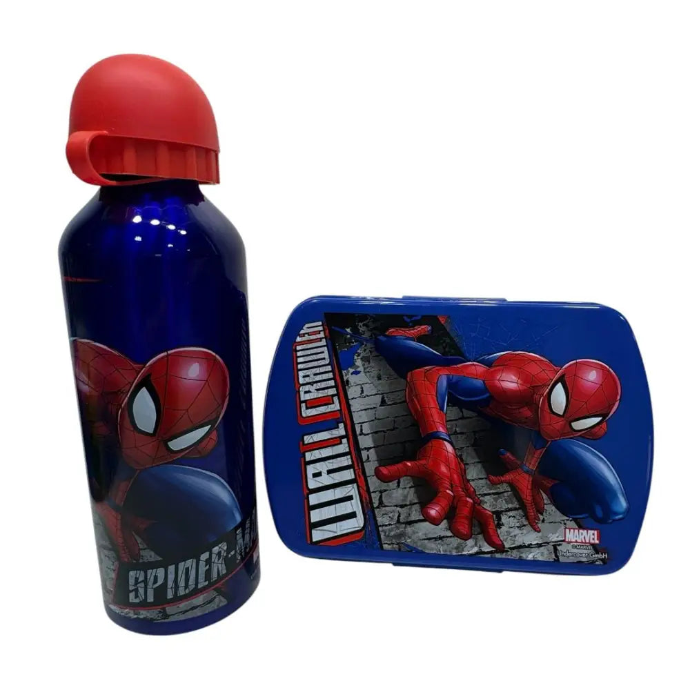 Cantimplora aluminio 500ml + Sandwichera Spiderman Set Botella