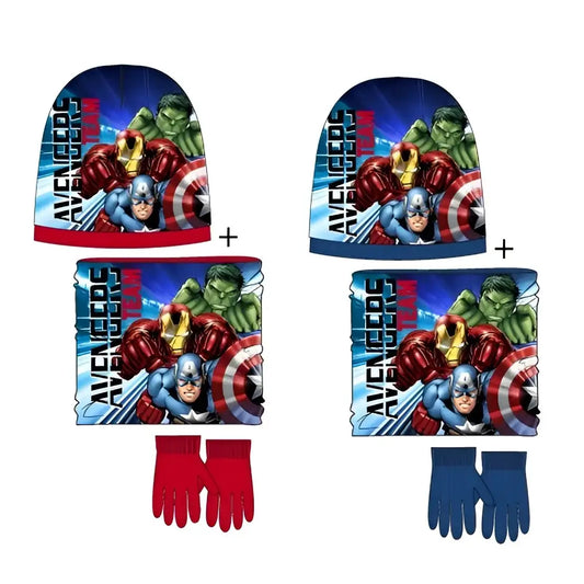 Conjunto gorro guantes y braga infantil AVENGERS