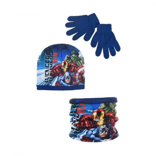 Conjunto gorro guantes y braga infantil AVENGERS Azul