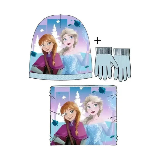Conjunto gorro guantes y braga infantil FROZEN Azul