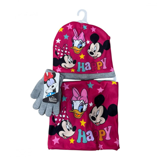 Conjunto gorro guantes y braga infantil MINNIE MOUSE DISNEY gris