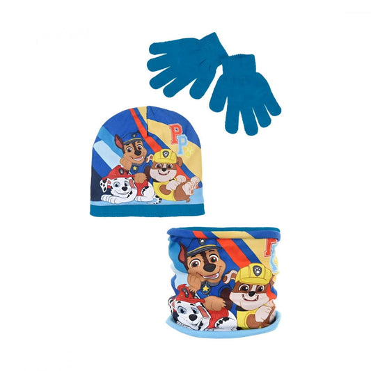 Conjunto gorro guantes y braga infantil PATRULLA CANINA Azul