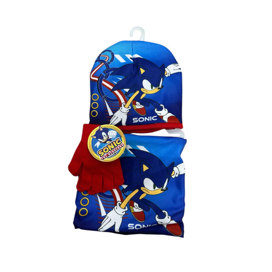 Conjunto gorro guantes y braga infantil SONIC