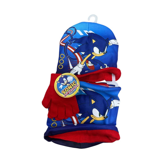 Conjunto gorro guantes y braga infantil SONIC