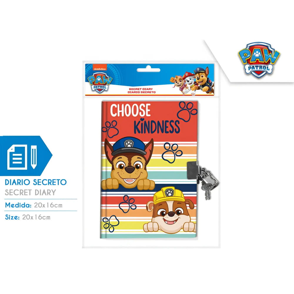 Diario secreto patrulla canina con candado - Material Escolar Infantil - Agenda