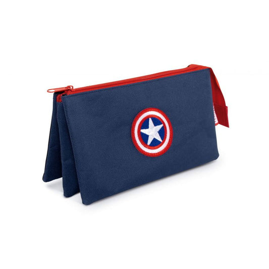 Estuche portatodo triple Capitán América Marvel Avengers 21x11x3,5cm