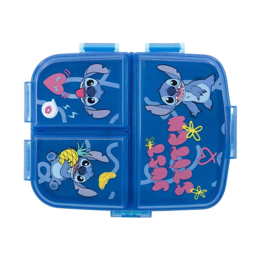 Fiambrera sandwichera tupper triple XL Stitch azul piñas