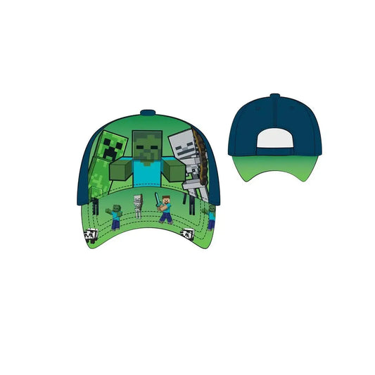 Gorra niños MINECRAFT verde y azul T.54cm