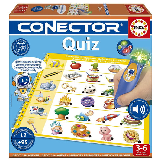 Juego conector Quiz. Incluye 6 láminas con 12 temáticas boli luz y sonido - Juguete