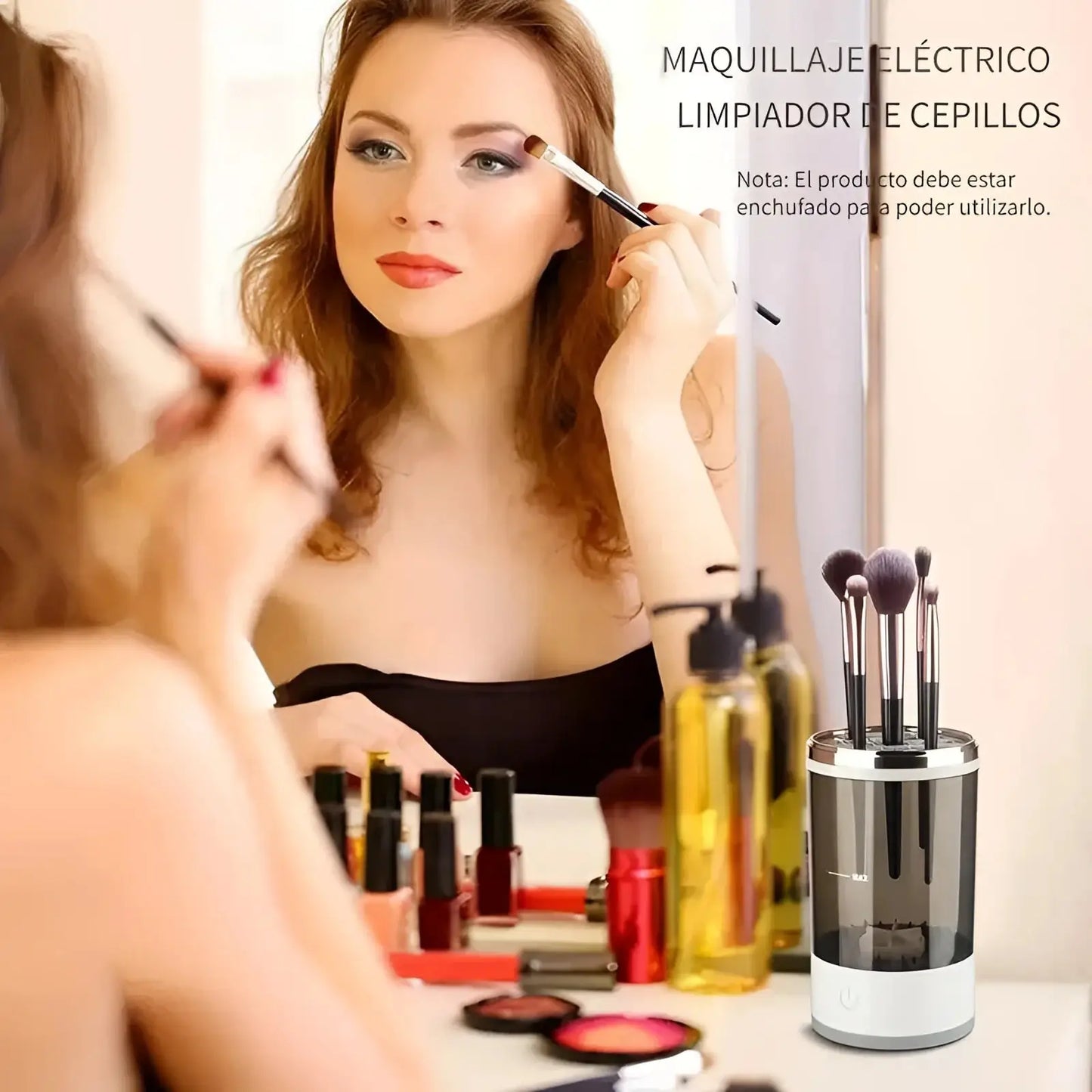 Limpiador de brochas maquillaje eléctrico con USB