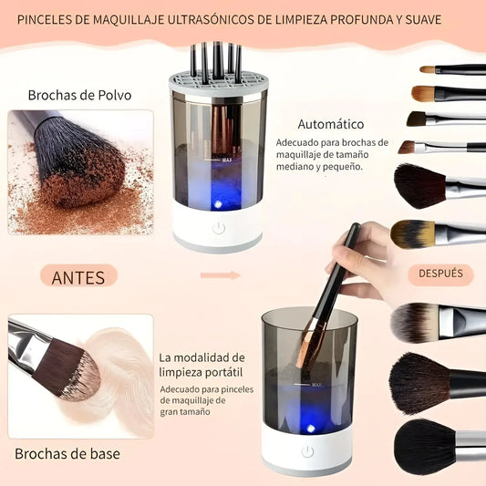 Limpiador de brochas maquillaje eléctrico con USB