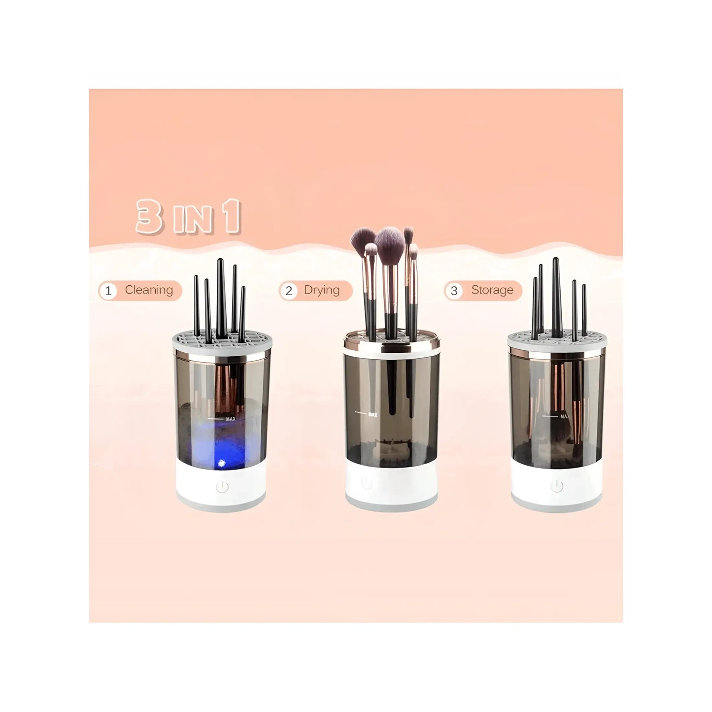 Limpiador de brochas maquillaje eléctrico con USB