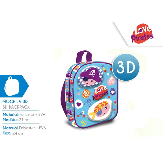 Mochila 3D 24cm Pirates - infantil