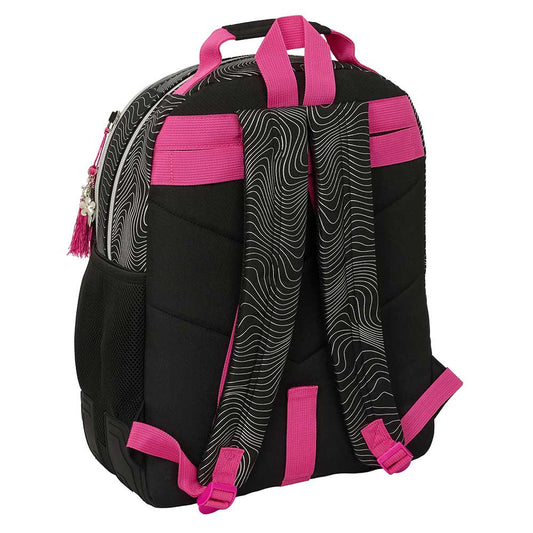 Mochila doble adaptable a carro K-POP Demon Hunters - Huntrix ’Energy’ negra 32x15x42cm