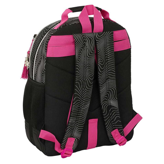 Mochila doble adaptable a carro K-POP Demon Hunters - Huntrix ’Energy’ negra 32x15x42cm