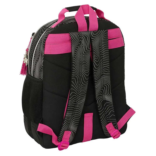Mochila doble adaptable a carro K-POP Demon Hunters - Huntrix ’Energy’ negra 32x15x42cm